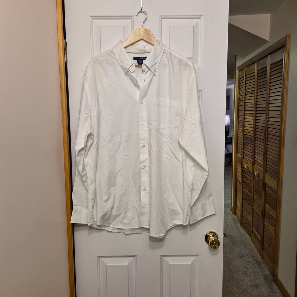Basic Editions Mens XL White Long Sleeve Button Down Oxford Shirt 843359078456